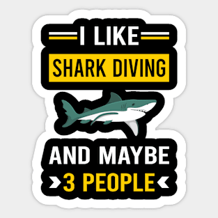 3 People Shark Diving Diver Sticker